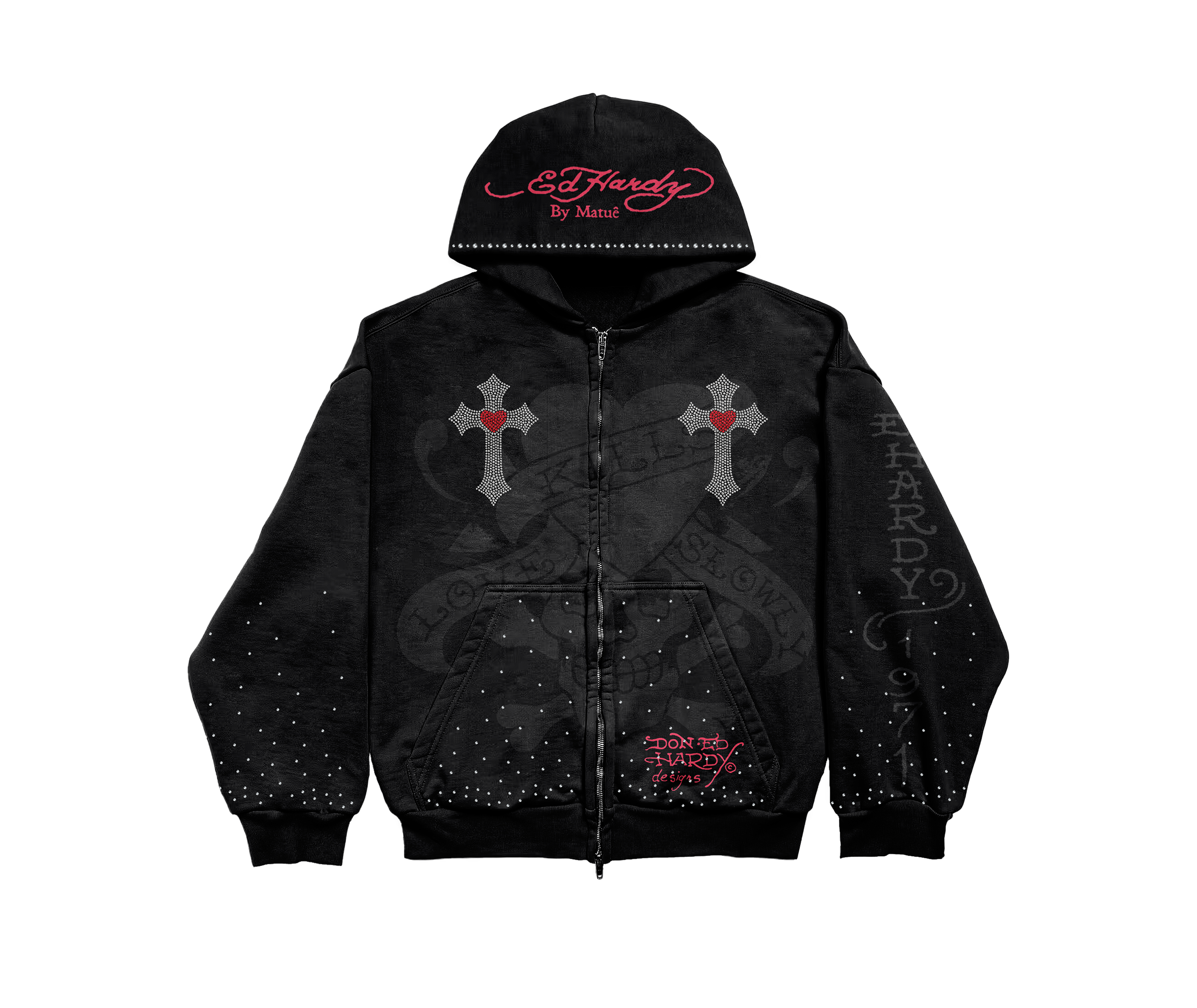 Ed Hardy x Matuê "Cruz" Moletom Zip Up Preto