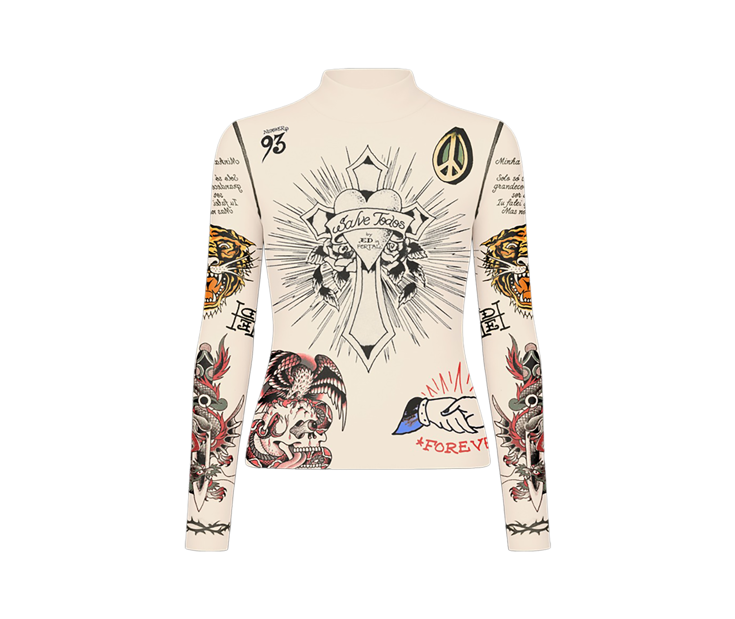 Ed Hardy x Matuê "Tattooed Skin 2" Tule Feminino Bege